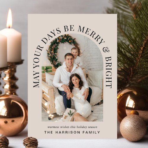 Elegant Arch Photo Merry And Bright Christmas Card