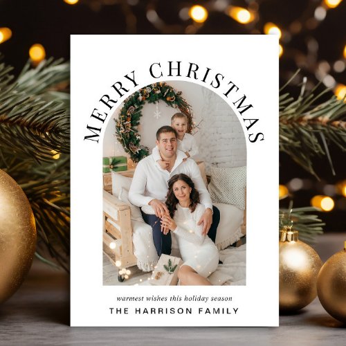 Elegant Arch Photo Merry Christmas Holiday Card