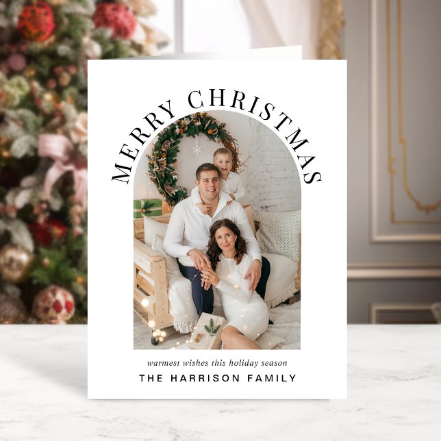 Elegant Arch Photo Merry Christmas Holiday Card (Share the love and warmth of the season with an elegant arch photo Christmas card)