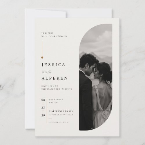 Elegant Arch Photo Minimalist Wedding Invitation