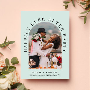Elegant Arch Photo Mint Wedding Reception Invitation