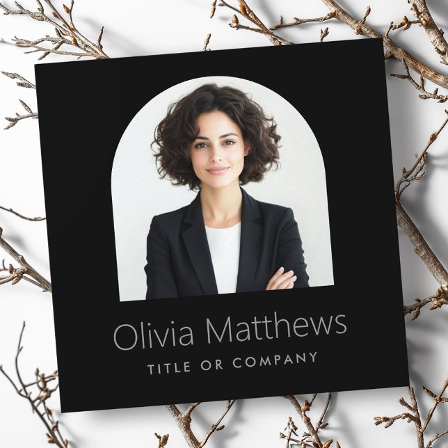 Elegant arch photo modern professional black  square business card (Elegant arch photo modern professional black square business card)