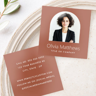 Elegant arch photo modern professional terracotta raised spot UV business card