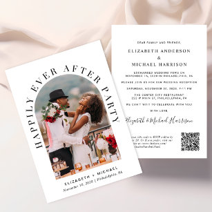 Elegant Arch Photo QR Code Wedding Reception Invitation