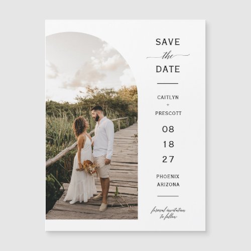 Elegant Arch Photo Save the Date Magnetic Card