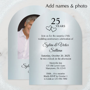 Elegant Arch Photo Surprise 25th Anniversary Party Invitation