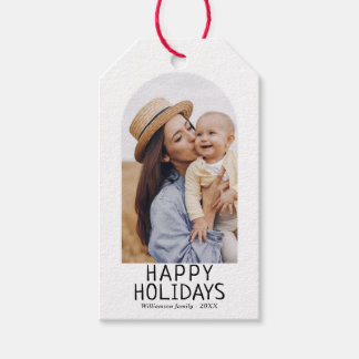 Elegant Arch Photo Winter Holiday Gift Tags