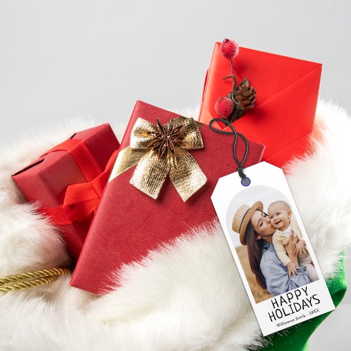 Elegant Arch Photo Winter Holiday  Gift Tags