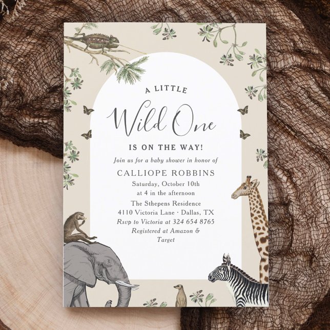 Elegant Arch Safari Animals Vintage Baby Shower Invitation (Creator Uploaded)