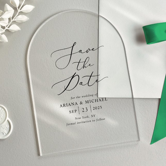Elegant Arch Save the Date  Acrylic Invitations (Creator Uploaded)