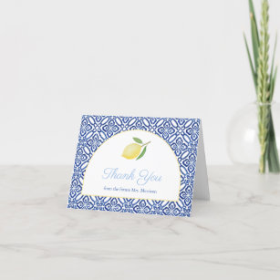 Elegant Arch Shape Amalfi Lemons Bridal Shower Thank You Card