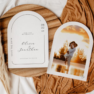 Elegant Arch-Shaped Modern Wedding Photo Save The Date