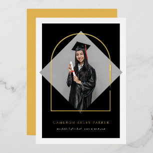 Elegant Arch Tassels Frame Modern Photo Graduation Foil Invitation