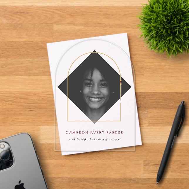 Elegant Arch Tassels Modern Frame Photo Graduation Acrylic Invitations