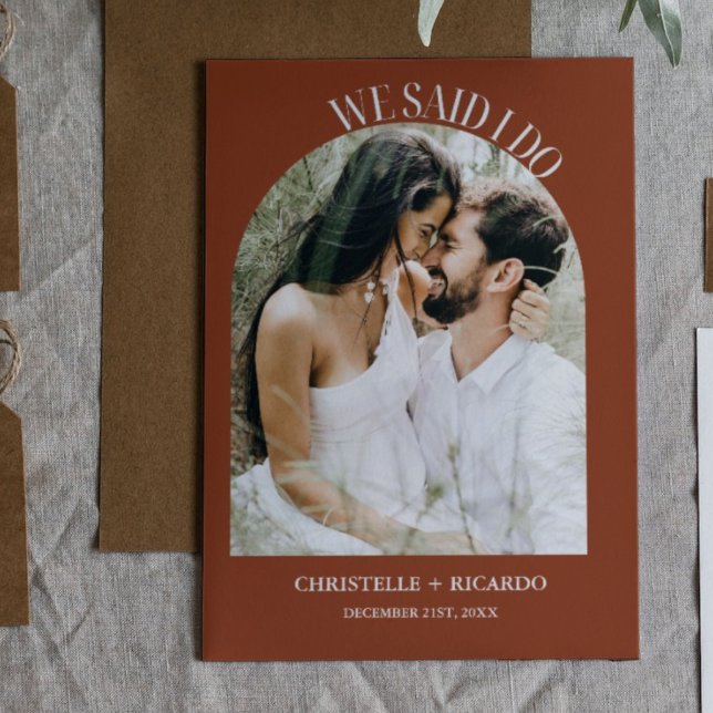 Elegant  Arch Terracotta  elopemnent announcement (Creator Uploaded)