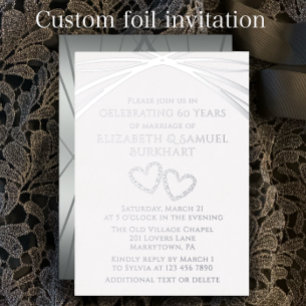 Elegant Arch Unique Heart 60th Wedding Anniversary Foil Invitation
