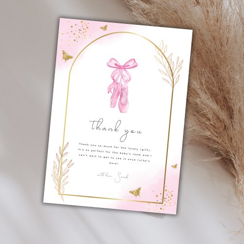 Elegant Arch Watercolor Ballerina Baby Shower  Thank You Card