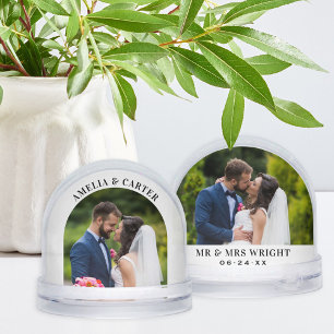 Elegant Arch Wedding Photo Keepsake Snow Globe