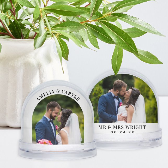 Elegant Arch Wedding Photo Keepsake Snow Globe (Creator Uploaded)