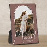 Elegant Arch Wedding Photo Rose Taupe Plaque<br><div class="desc">A special keepsake features your wedding photo in an elegant arch design with the text "Married" in chic text along with your names and wedding date on a rose taupe background. Beautiful gift for your family and a fabulous memory to display in your own home. BACKGROUND color can be changed!...</div>