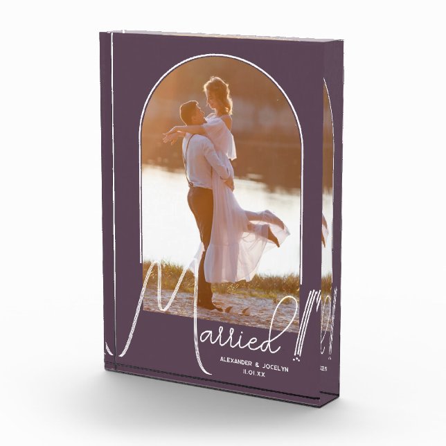 Elegant Arch Wedding Purple Photo Block (Right)