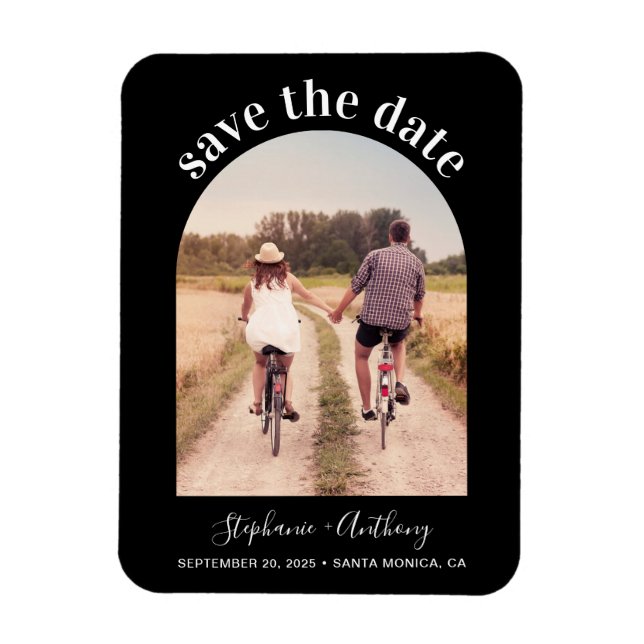 Elegant Arched Frame Photo Save The Date Magnet (Vertical)