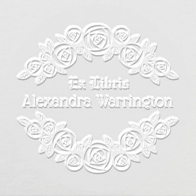 Elegant Arched Roses #1 Round Ex Libris Book Name Embosser (Design)