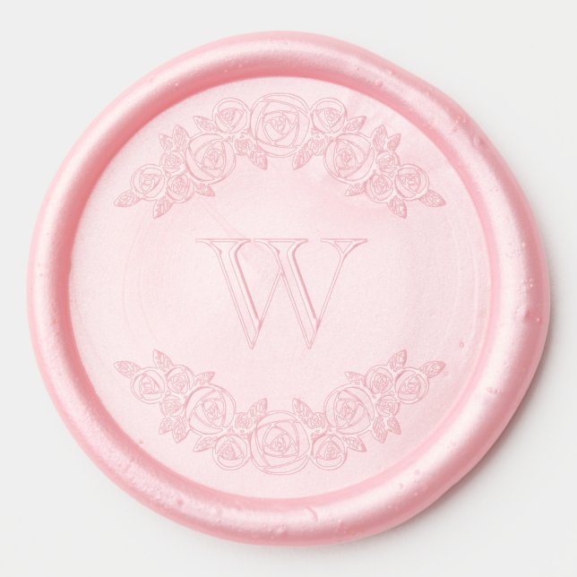 Elegant Arched Roses #1 Round One Initial Wax Seal Sticker (Front)