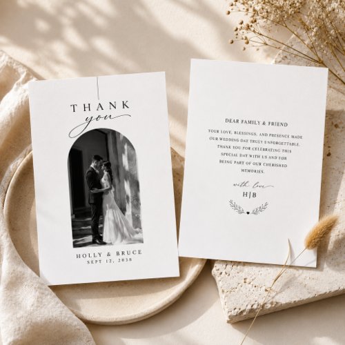 Elegant Arched Wedding Photo Thank You Card
