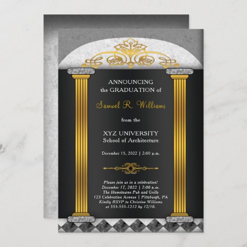 Elegant Architect Architecture Graduation Invitation