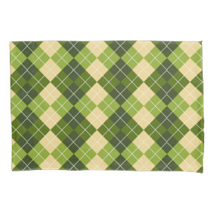 Elegant Argyle Pattern in Green and Yellow Diamond Pillow Case