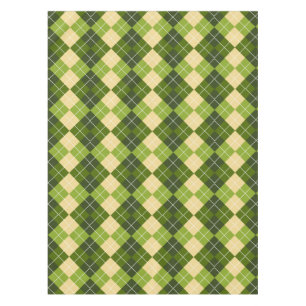 Elegant Argyle Pattern in Green and Yellow Diamond Tablecloth