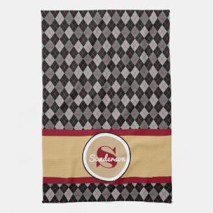 Elegant Argyle w/Name Golf or Towel