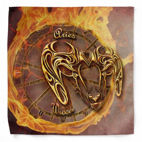 Elegant Aries Ram Fire Zodiac Astrology Sign Bandana