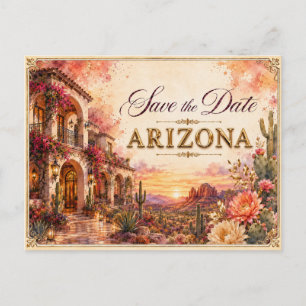 Elegant Arizona Save the Date Wedding Invitation Postcard