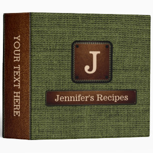 Elegant Army green Burlap Look 3 Ring Binder