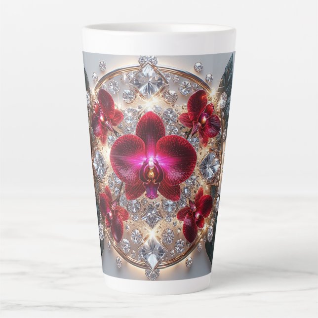 Elegant Arrangement of Red Orchids Latte Mug (Front)