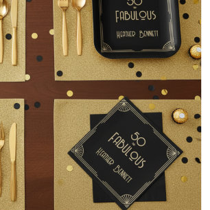 Elegant Art Deco 50 and Fabulous Birthday Napkins