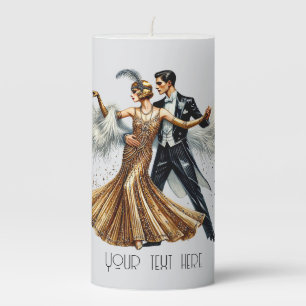 Elegant Art deco add text couple  Pillar Candle