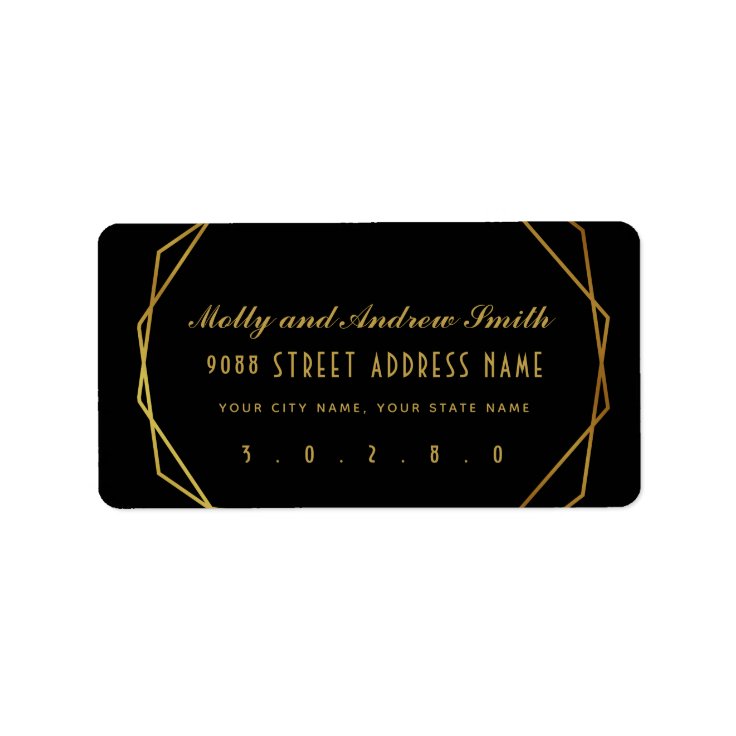 Elegant art deco address label party/wedding Zazzle