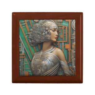 Elegant Art Deco Art Nouveau Metal Armor Helmet Gift Box