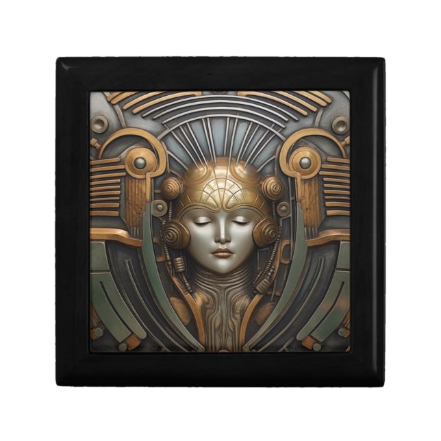 Elegant Art Deco Art Nouveau Silver Gold Metal  Gift Box (Front)