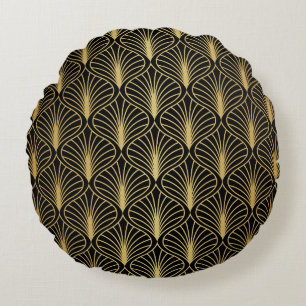 Elegant Art Deco Background. Seamless Abstract Pat Round Pillow