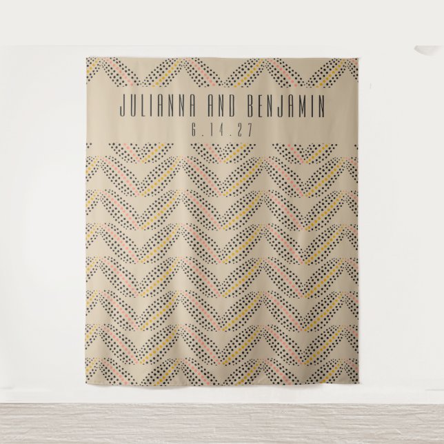 Elegant Art Deco Beige Wedding Photo Backdrop (Front)