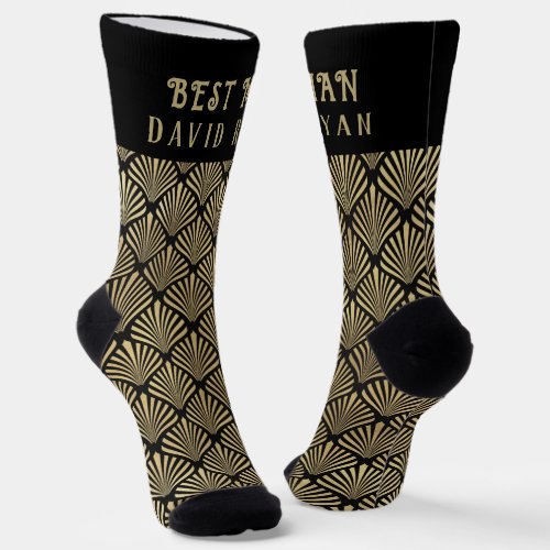 Elegant Art Deco Best Man Monogram Wedding Socks