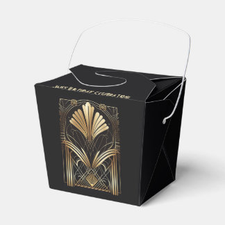 Elegant Art-Deco Black & Gold Favors- Personalized Favor Boxes