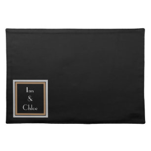 Elegant Art Deco Black Gold & Silver Cloth Placemat