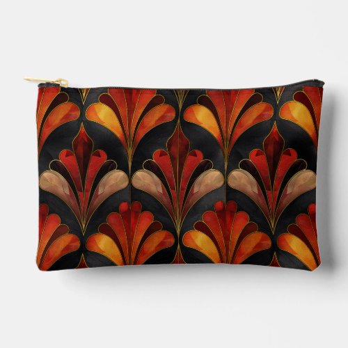 Elegant Art Deco black red gold pattern  Accessory Pouch