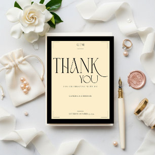 Elegant Art Deco Black Typography Thank You Postcard