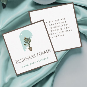 Elegant Art Deco Boho Watercolor Plant Landscaping Square Business Card